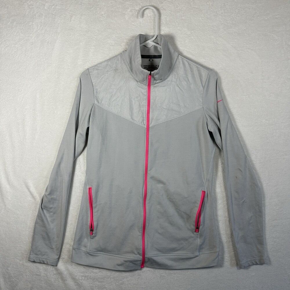 Nike Golf Dri-Fit Hypervis Full Zip Performance Jacket Women Medium Grey Stretch